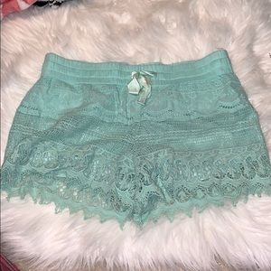 teal lacy shorts